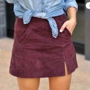 BlankNYC Suede Skirt - Burgundy